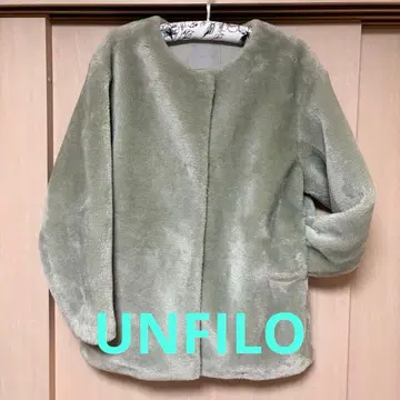 UNFILO 에코 퍼 자켓 숏코트 라이트 그린 XL
