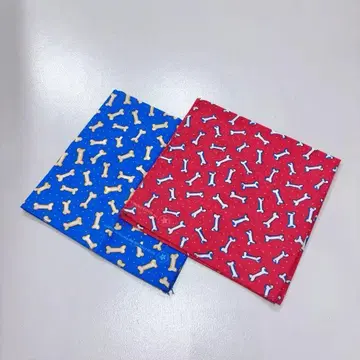 NOS 80s 빈티지 반다나 본 패턴 빨간색 파랑 USA제