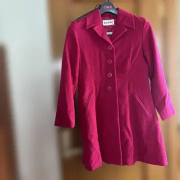 핑크 버튼 A라인 코트