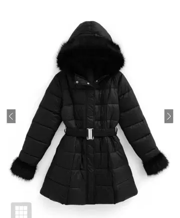 GRL 벨트 포함 퍼 A라인 다운 코트 [kd79] 블랙 M