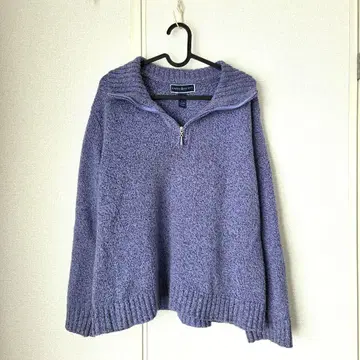 빈티지 퍼플 하프 지퍼 니트