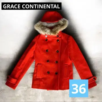 GRACE CONTINENTAL 피 코트 오렌지 퍼 포함 36