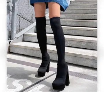 SPIRALGIRL 블랙 롱 부츠 니하이 부츠 24.0cm