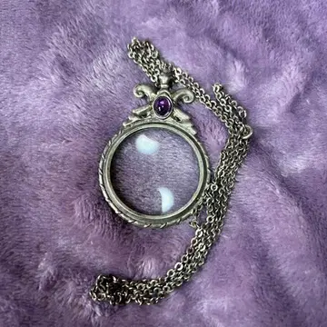 [ 희소품 ] 자수정 루페 대형 목걸이 70cm 앤티크 각인