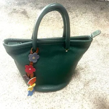 그린 플라워 참 토트백