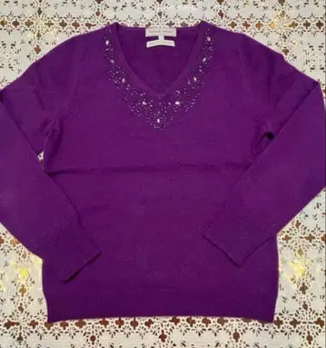 캐시미어 100% 퍼플 니트 스웨터