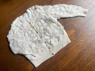 빈티지 크로 셰 뜨개질 꽃무늬 니트 가디건