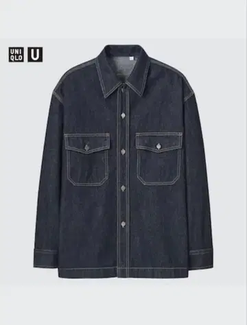 uniqlo u 유니클로U 데님 오버사이즈 셔츠 네이비 L