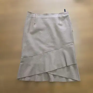 베이지 비대칭 플레어 타이트 스커트 42