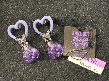 ANNA SUI 보라색 하트벨 귀걸이