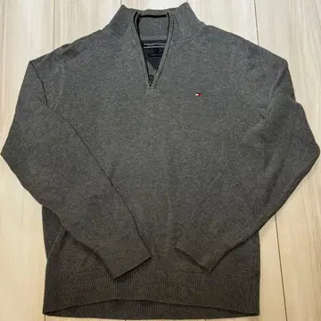 타미힐피거 그레이 하프 지퍼 스웨터 남성용