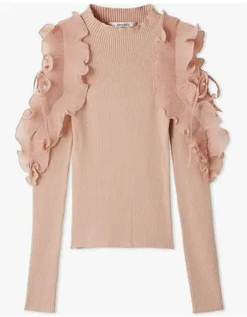 스나이델 플리츠 프릴 도킹 니트 풀오버