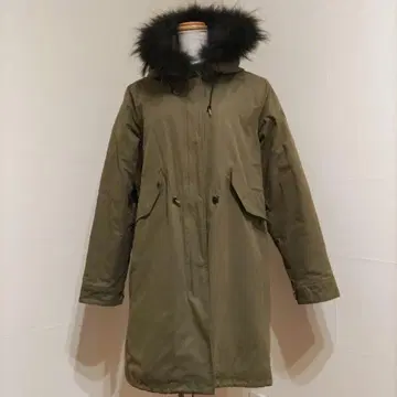 OUTDOOR 후드 부착 모즈 코트 카키 올리브 L 사이즈