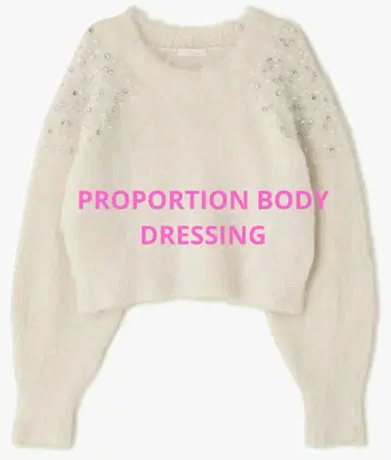 프로포션 바디 드레싱 스웨터 펄 & 비쥬 포함 헤어리 니트