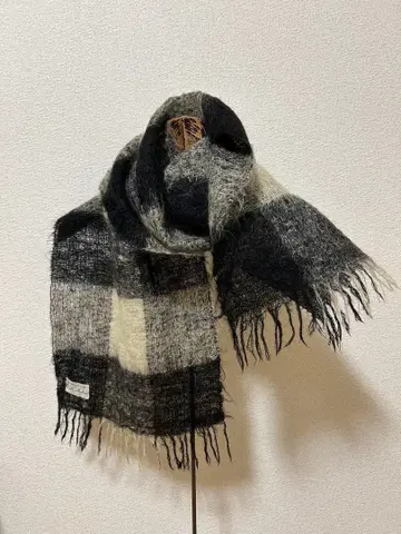 [SPECIAL] 60s 블록 체크 모헤어 머플러 화이트 블랙 레어