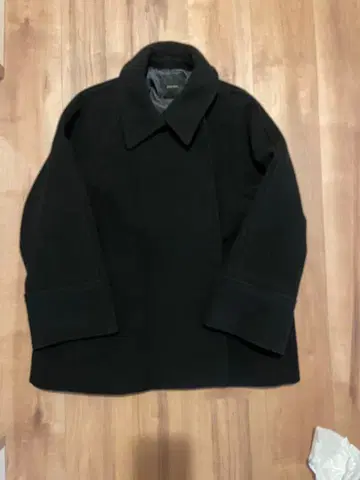 울 더블 브레스트 피코트 블랙