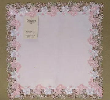 치카자와 레이스 타월 손수건 봄 만발 핑크