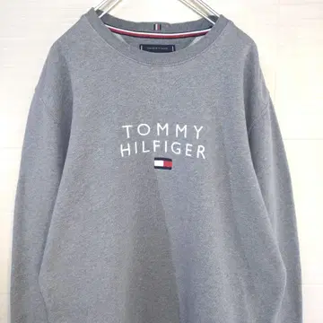 타미힐피거 맨투맨 자수 로고 빅 로고 그레이 XL 사이즈