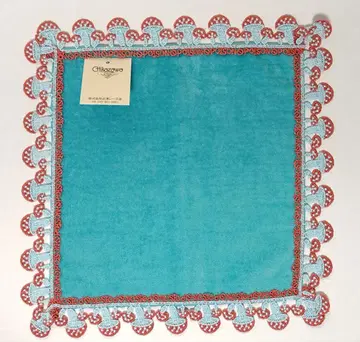 치카자와 레이스 타월 손수건 독버섯 터콰이즈 블루