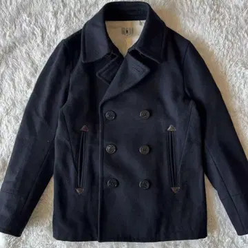 다케오 키쿠치 더블 피 코트 울 자켓 가죽 L 사이즈 네이비