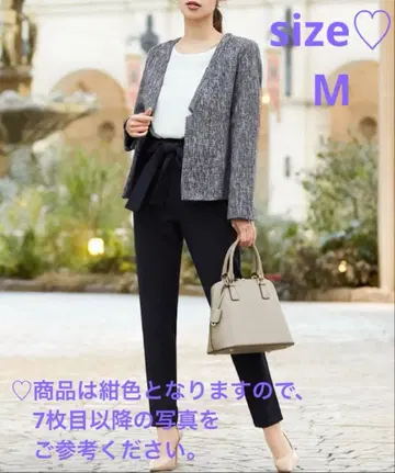 GIRL 네이비 컬러 트위드 포멀 팬츠 수트 M 사이즈