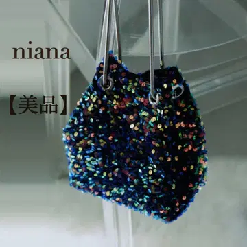 새상품급 니아나 숄더 복조리 스팽글 백 블루 반짝이는 파티