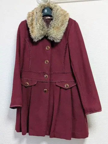 axes femme 퍼 카라 부착 버건디 코트