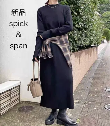 새상품 스픽 앤 스팬 23AW 리브 니트 원피스 블랙
