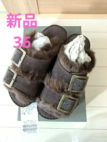 CAMINANDO 퍼 샌들 36 브라운