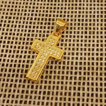 빈티지 골드 지르코니아 목걸이 펜던트 로사리오 십자가