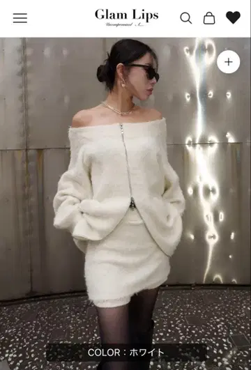 새상품 미개봉 GlamLips 오프숄더 프론트 ZIP KNIT