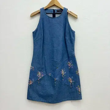 새상품급 이탈리아제 루카 데 파스콸레 꽃 자수 데님 원피스 40