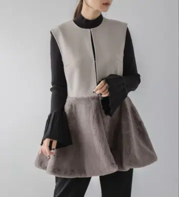 [ AMELY ] 페블럼 퍼 베스트 그레이