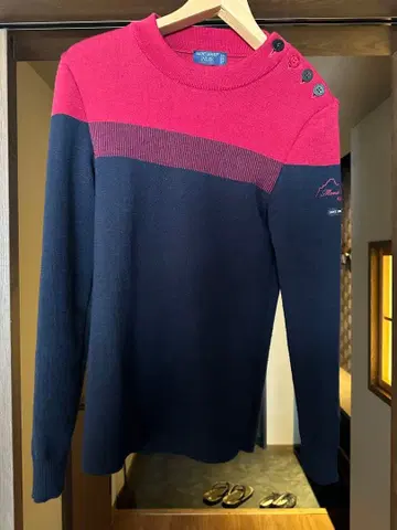 SAINT JAMES 세인트 제임스 마린 스웨터 빨간색 네이비 니트