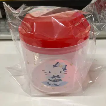 헬로키티 투명 용기 빨간색 덮개 포함