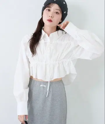 kastane 프론트 리본 셔츠 화이트