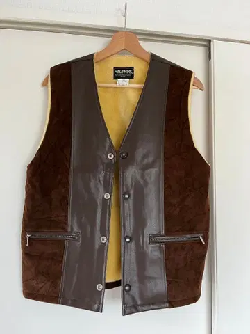 [ 쇼와 레트로 / 일본제 ] VALIANTAS 가죽 x 스웨이드 베스트