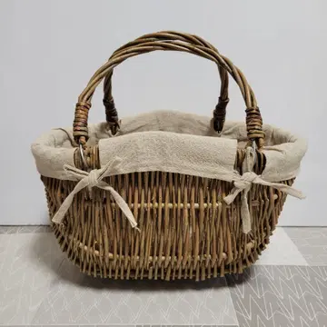 내추럴 라탄 바스켓백 핸들 포함
