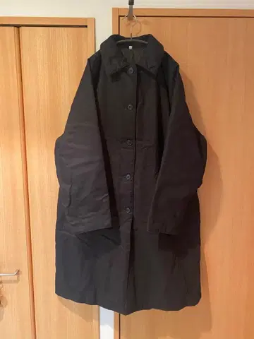 무인양품 카포크 혼방 스텐카라 코트 블랙 M