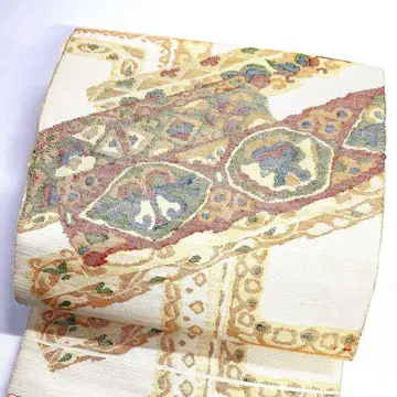 나고야 오비 송엽 마감 지 추상 무늬 액자 레이스 기모노 123tz