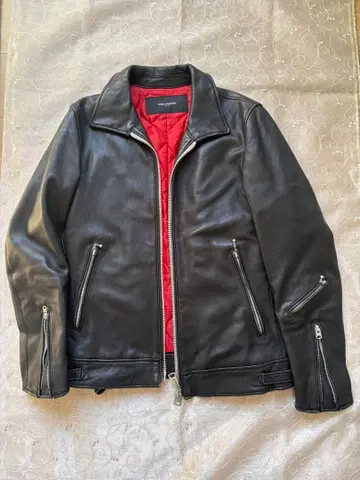 NANO UNIVERSE 블랙 더블 지퍼 양가죽 자켓