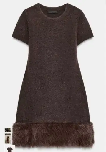 인조 모피 콤비 니트 원피스