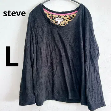 steve 레오파드 무늬 옷깃 긴팔 T셔츠 [ L ] 롱T