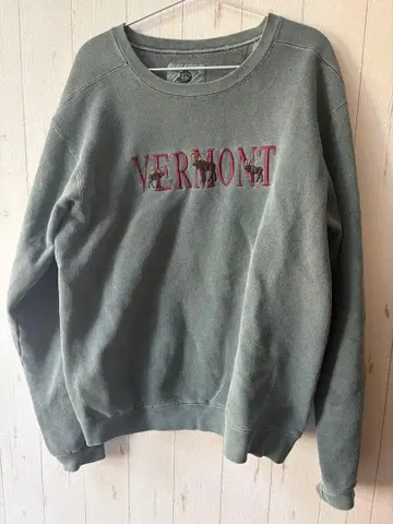빈티지 Vermont 자수 모스그린 크루넥 트레이닝복
