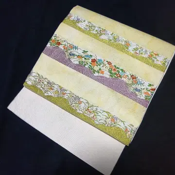 순수 실크 니시진 비단 초화단문 오비(약 27.3cm) 나고야 오비