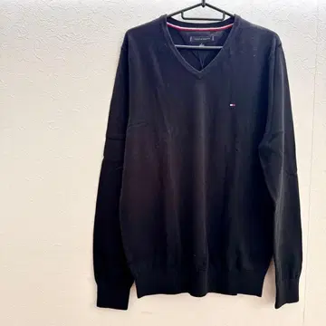 [ M 사이즈 ] 타미힐피거 남성용 긴팔 V넥 스웨터 니트 블랙