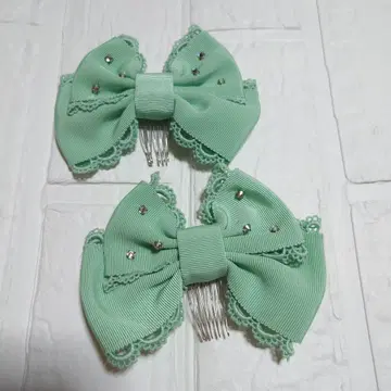 Angelic Pretty 보석 리본 빗 민트