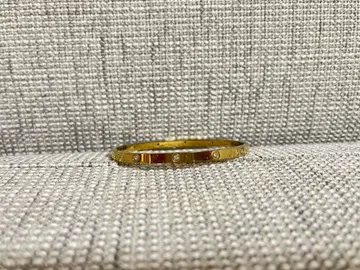 골드 오픈 뱅글 다이아몬드풍 장식