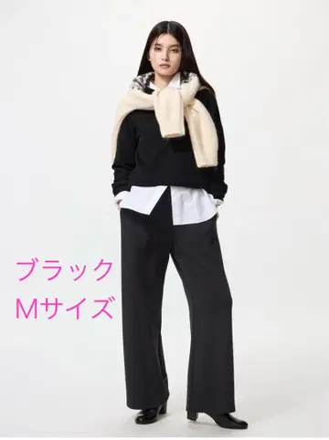 유니클로 웜 플리스 스트레이트 팬츠 블랙 M 사이즈 새상품 익명 배송