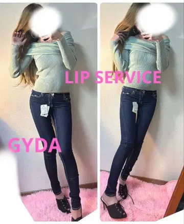 GYDA 스키니 데님 LIP SERVICE 니트 오프숄더